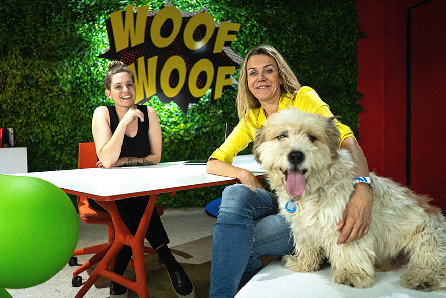 Founder Joanne Lefson and team member Bianca at SUPERWOOF dog hotel
